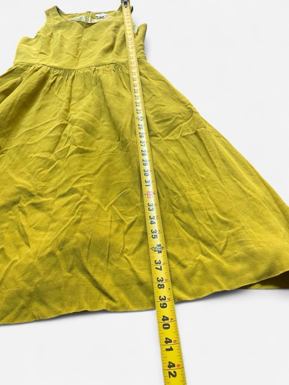 J.Crew Mustard Yellow Heather Chartreuse Hilary Fit & Flare Elegant Dress Sz 4 - Picture 8 of 9